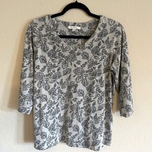 Pure Jill floral top size M gray casual everyday gma core soft comfort